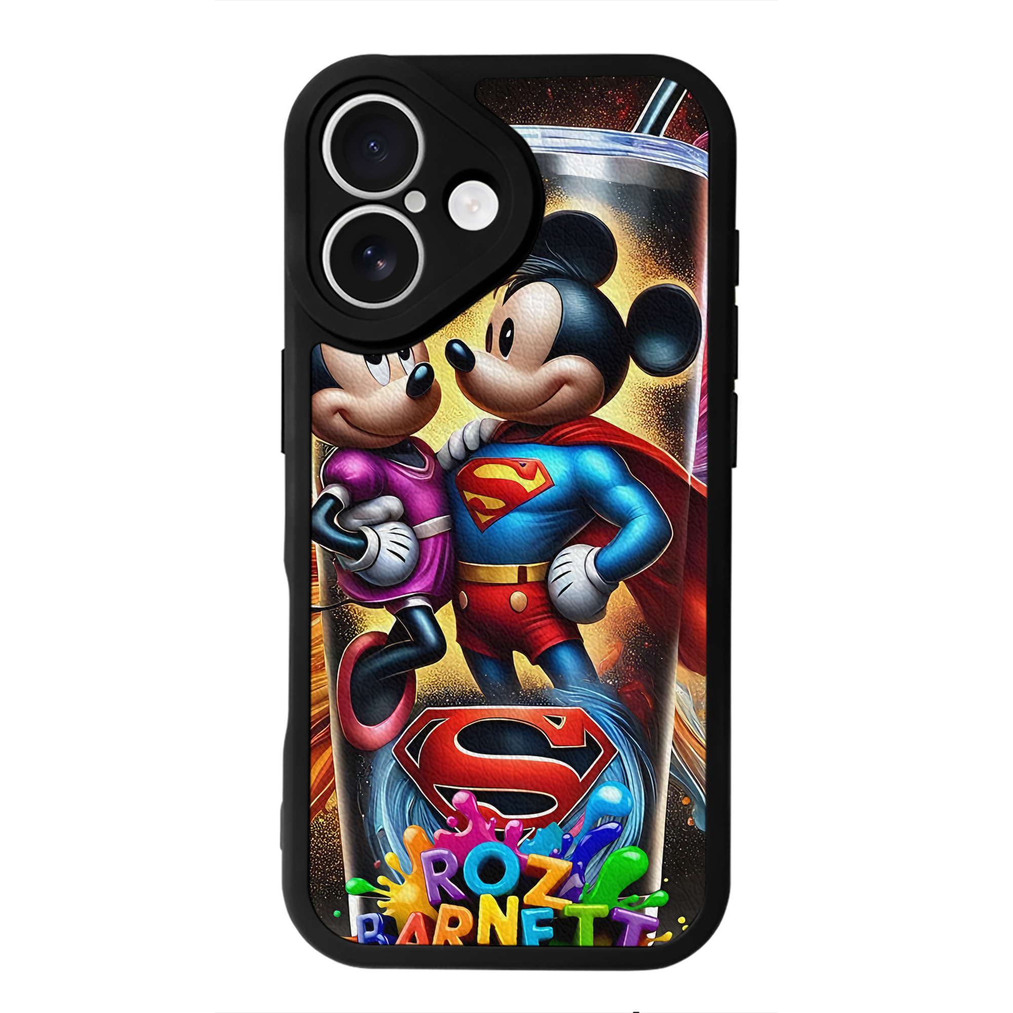 （画像用） ミッキーマウス Mickey Mouse 【iPhone 16シリーズ対応】シリコンスマホケース（レザー調） 材質：シリコン